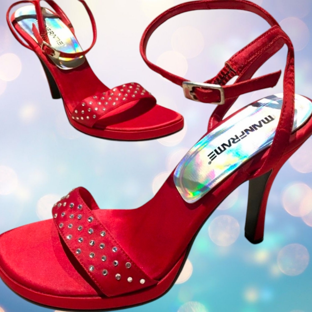 MAINFRAME Retro Red Satin Heels